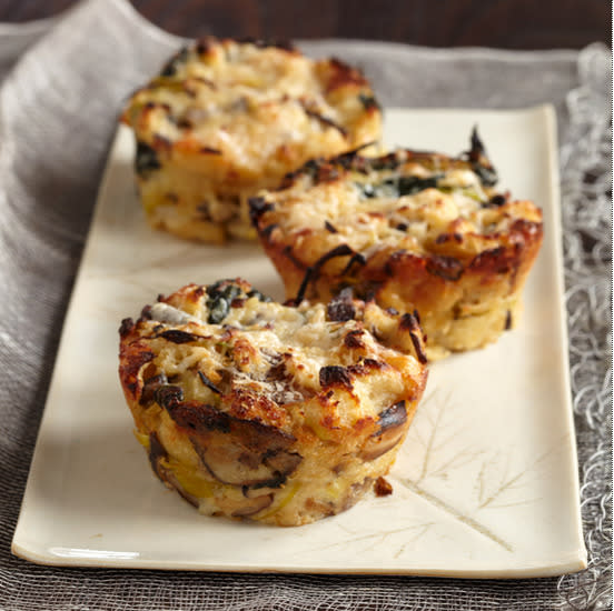 Spinach-Shiitake Bread Puddings    