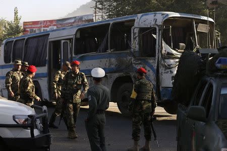 Afghan National Army soldiers (ANA) arrive at the site of a suicide attack in Kabul October 1, 2014. REUTERS/Omar Sobhani