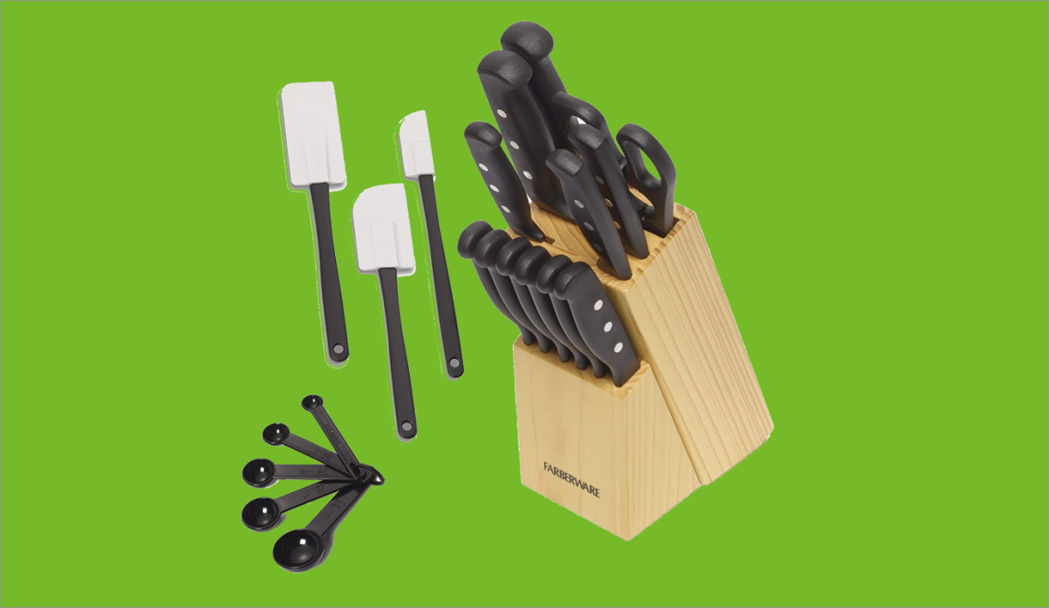 Farberware 22-piece Never Needs Sharpening Knife Block Set