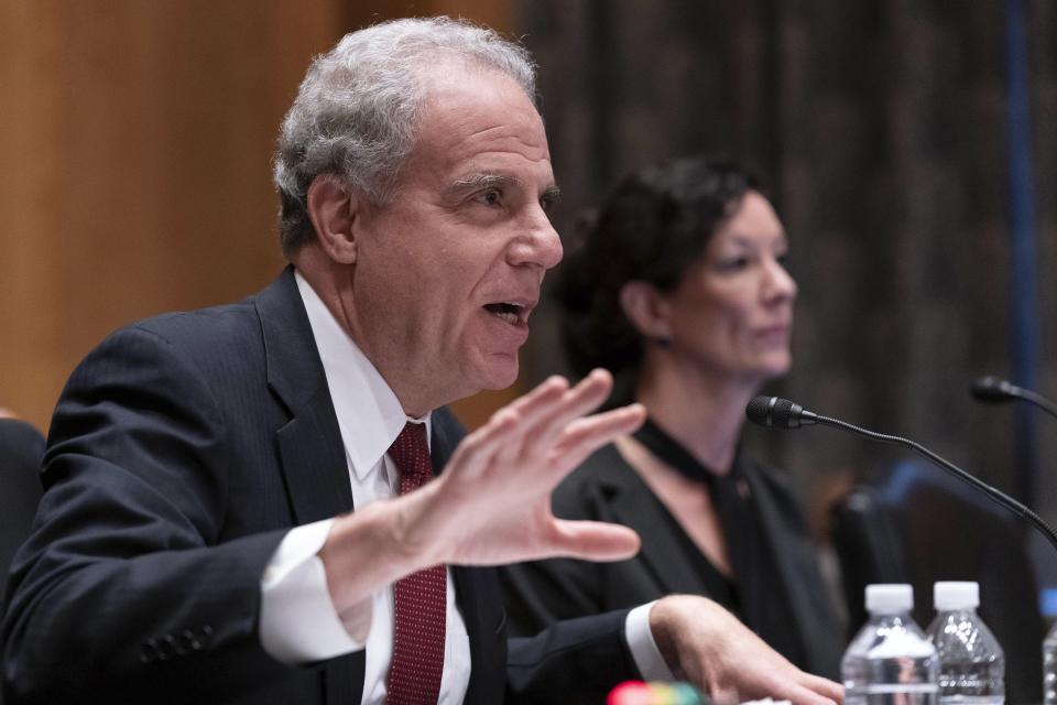 Justice Department Inspector General Michael Horowitz testifies during the hearing of Senate Homeland Security and Governmental Affairs Subcommittee on Investigations, on Sexual Abuse of Female Inmates in Federal Prisons, on Capitol Hill in Washington, Tuesday, Dec. 13, 2022. ( AP Photo/Jose Luis Magana)