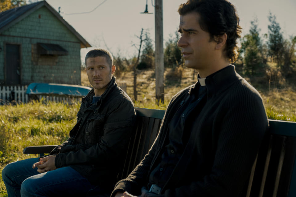 Zach Gilford, left, and Hamish Linklater in 'Midnight Mass'<span class="copyright">Eike Schroter/Netflix</span>