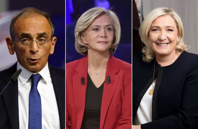 Éric Zemmour, Valérie Pécresse, Marine Le Pen (Photo: Getty)