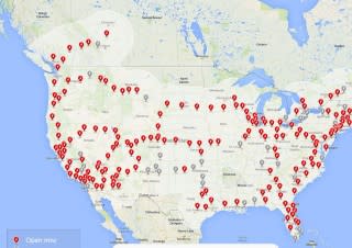 Tesla Supercharger locations in the United States, March 2015