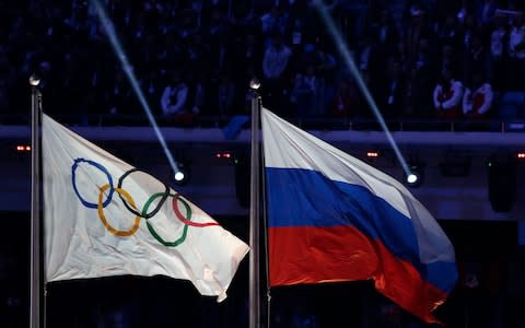 Olympic and Russian flag - Credit: AP