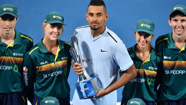 Issy and Nick Kyrgios at the Brisbane International. Image: Getty