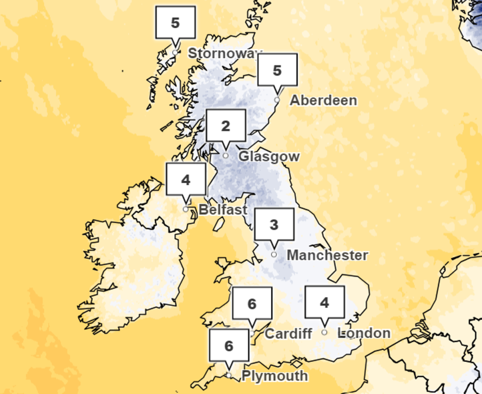 Temperatures are expected to drop to near freezing on Saturday in parts of Scotland and northern England (Met Office)
