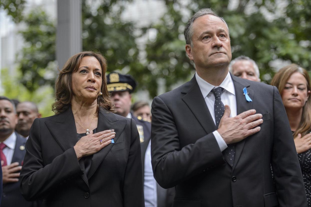 <span>Kamala Harris and Doug Emhoff attend a 9/11 memorial ceremony in New York City in 2022.</span><span>Photograph: Bloomberg/Getty Images</span>