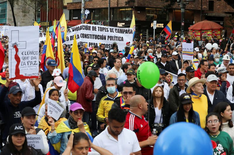 Protest against Colombian President Gustavo Petro's reforms in the health, retirement, employment and prison sectors, in Bogota