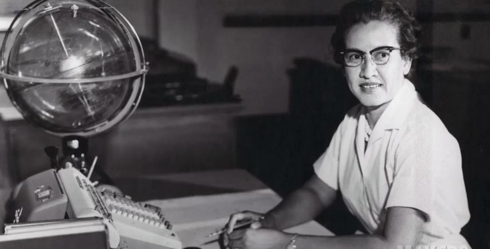 Katherine Johnson, pictured here at NASA's Langley Research Center, where she worked as a "computer" and mathematician from 1953 to 1986. Langley dedicated a computing facility to Johnson in a ceremony toda