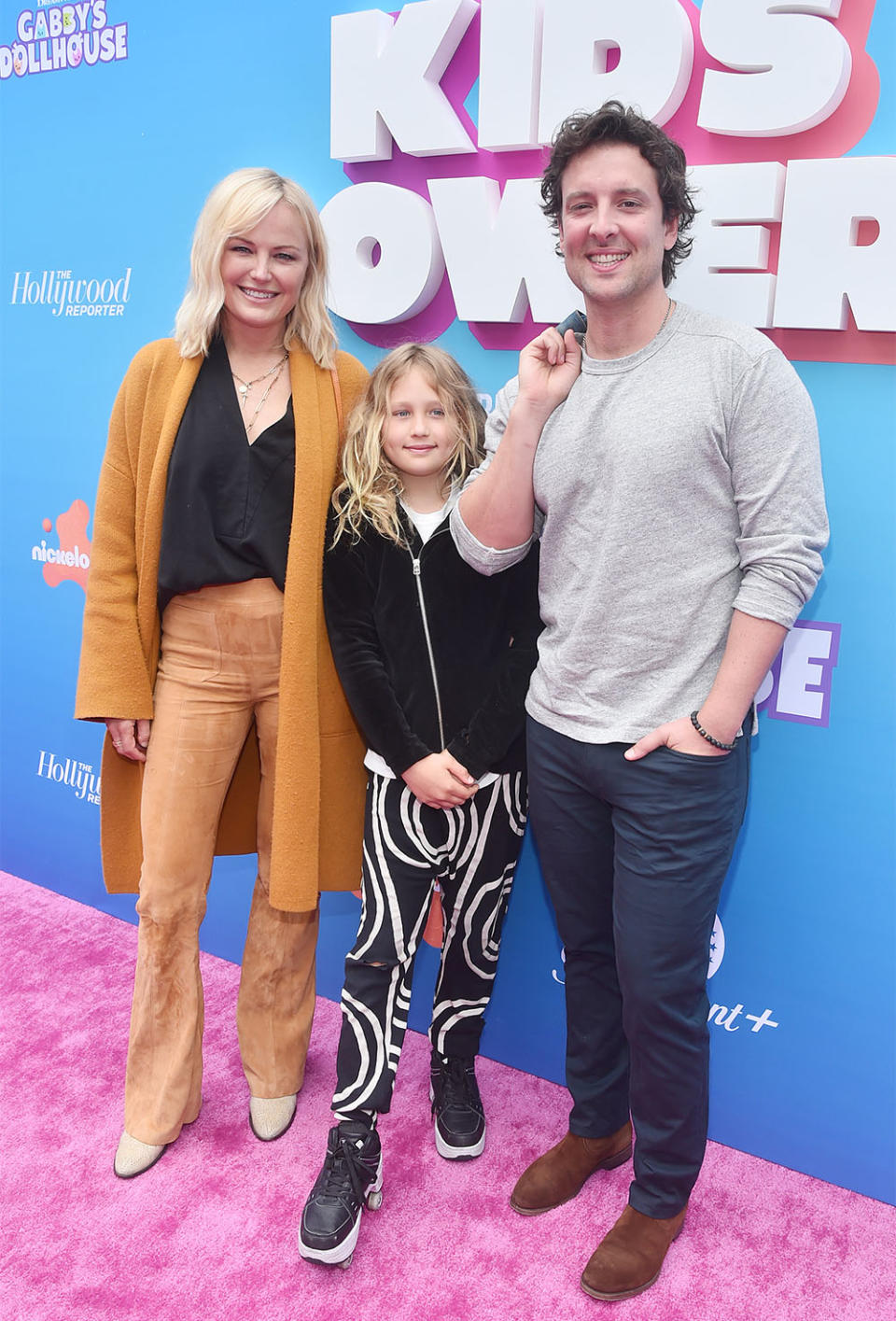 Malin Akerman, Sebastian Zincone, and Jack Donnelly attend The Hollywood Reporter Kids! Power Celebration on June 10, 2023 at Westfield Century City in Los Angeles, California.