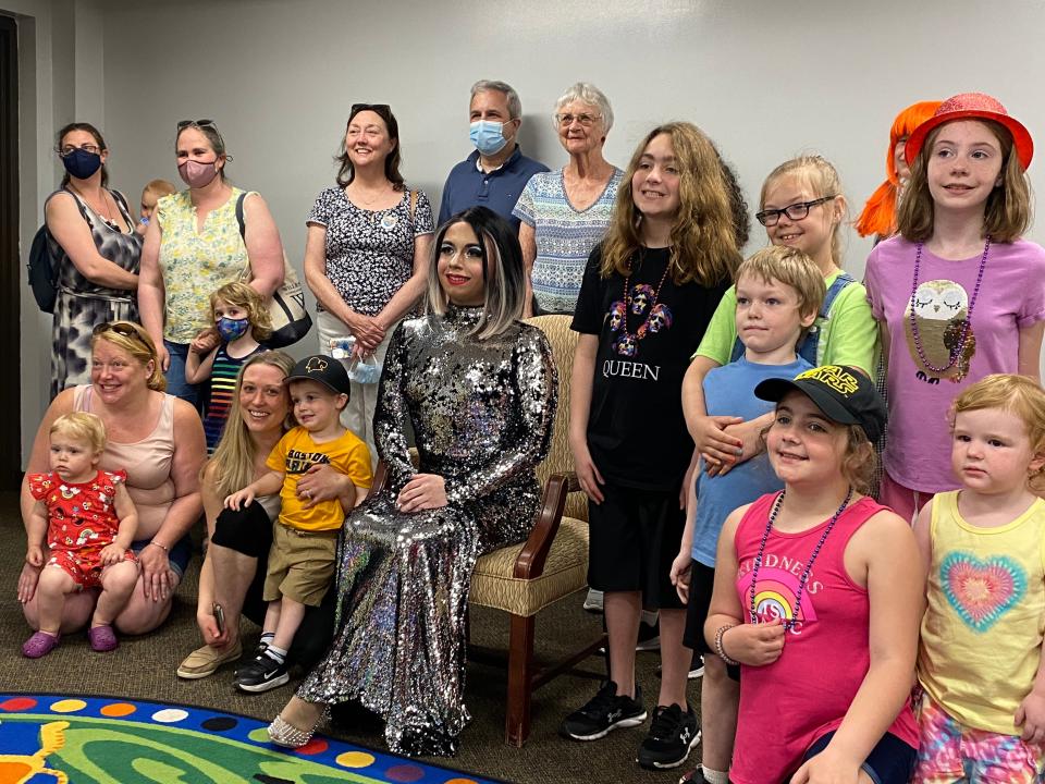 The Taunton Public Library hosted the Drag Queen Story Hour on Saturday, in its auditorium.