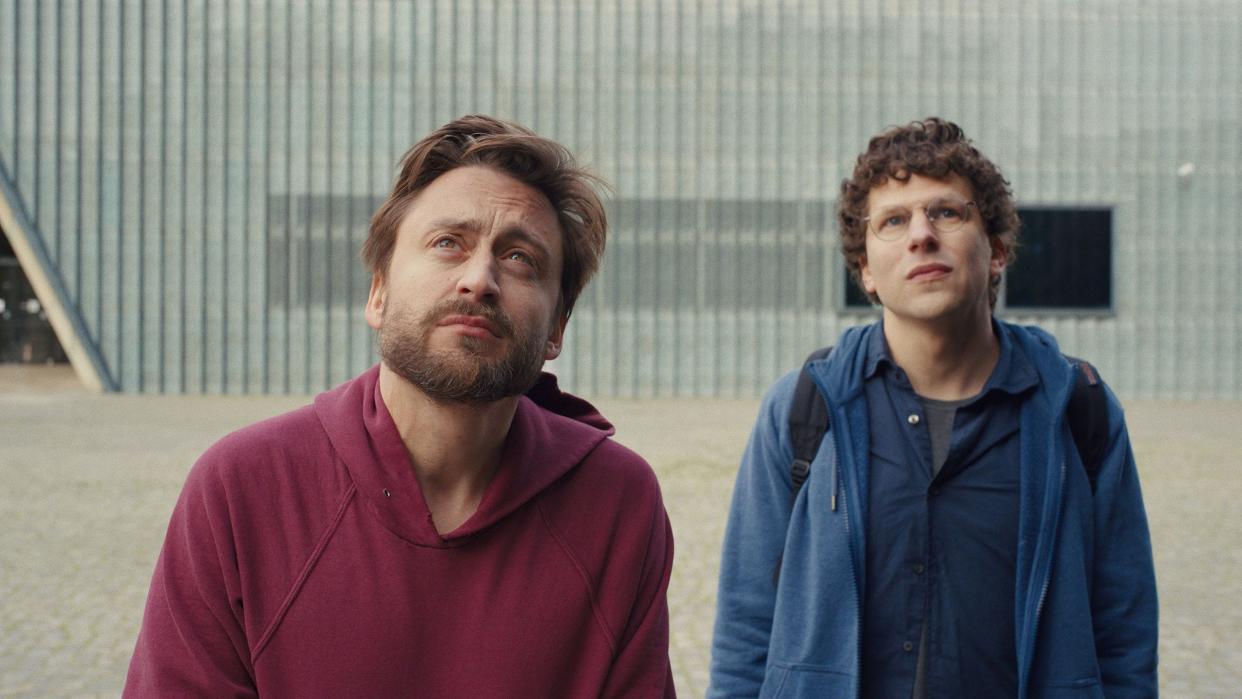 Kieran Culkin (left) and Jesse Eisenberg star as Jewish cousins on a Holocaust tour in Poland in the dramedy "A Real Pain."