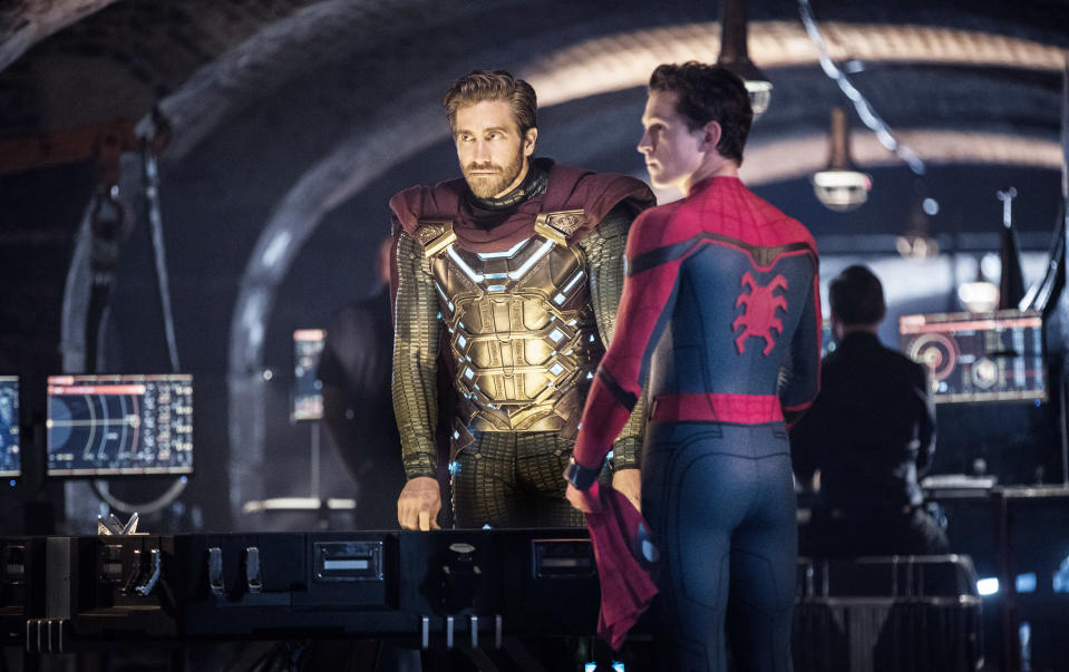 Gyllenhaal and Holland in 'Spider-Man: Far From Home' (Photo: Jay-Maidment / © Columbia / © Marvel Studios/ Courtesy Everett Collection)