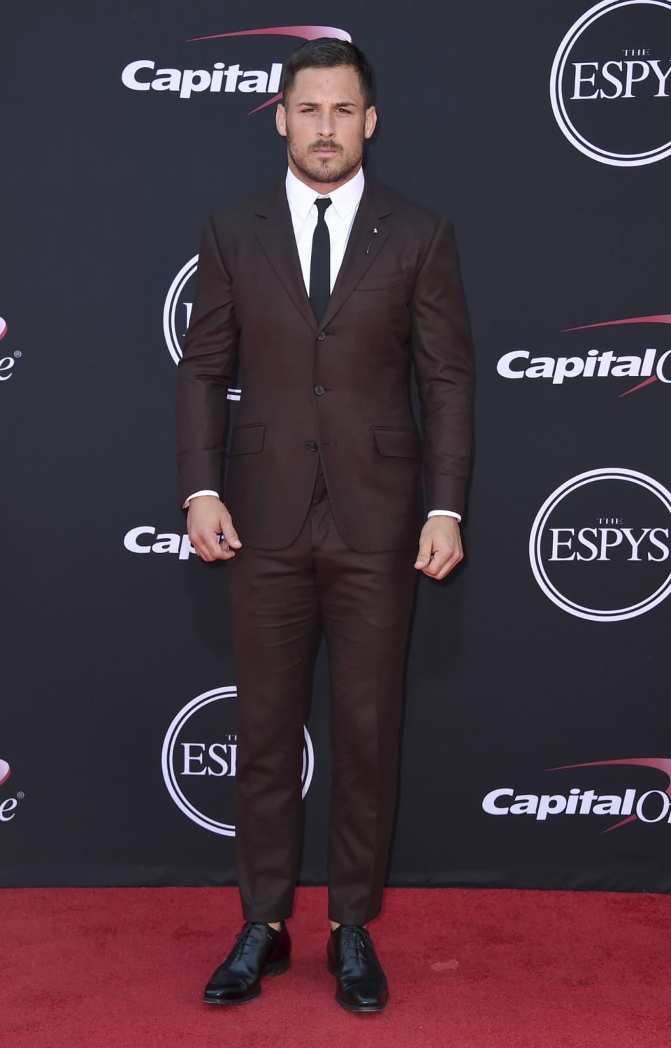 Danny Amendola of the New England Patriots rocking a brown suit