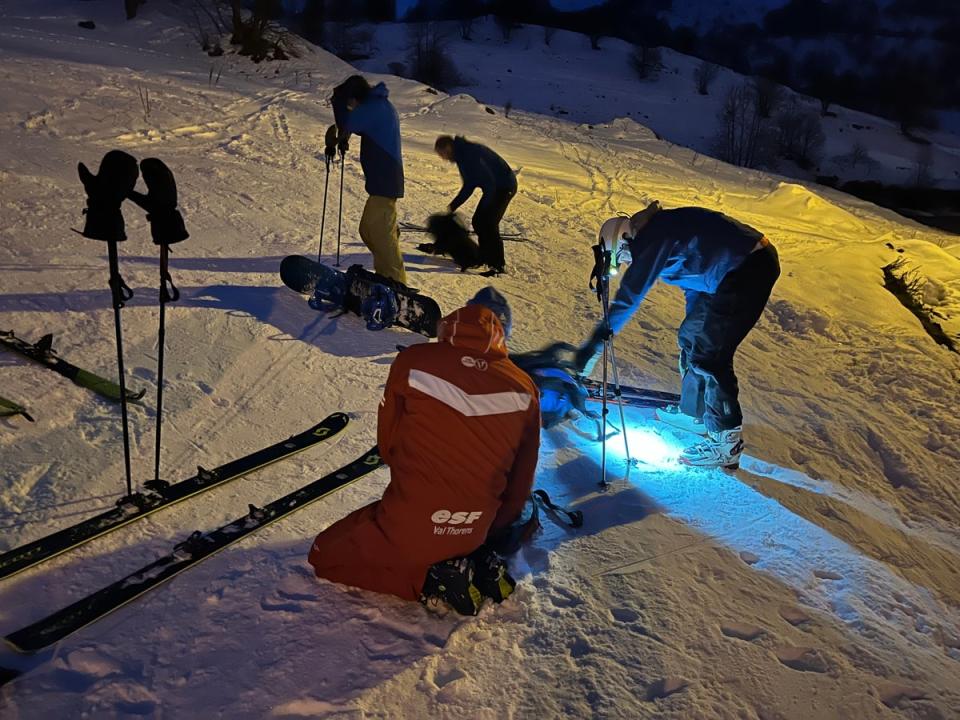 Preparing for the headtorch-lit ascent to Refuge Le Trait D'Union (Seb Ramsay)