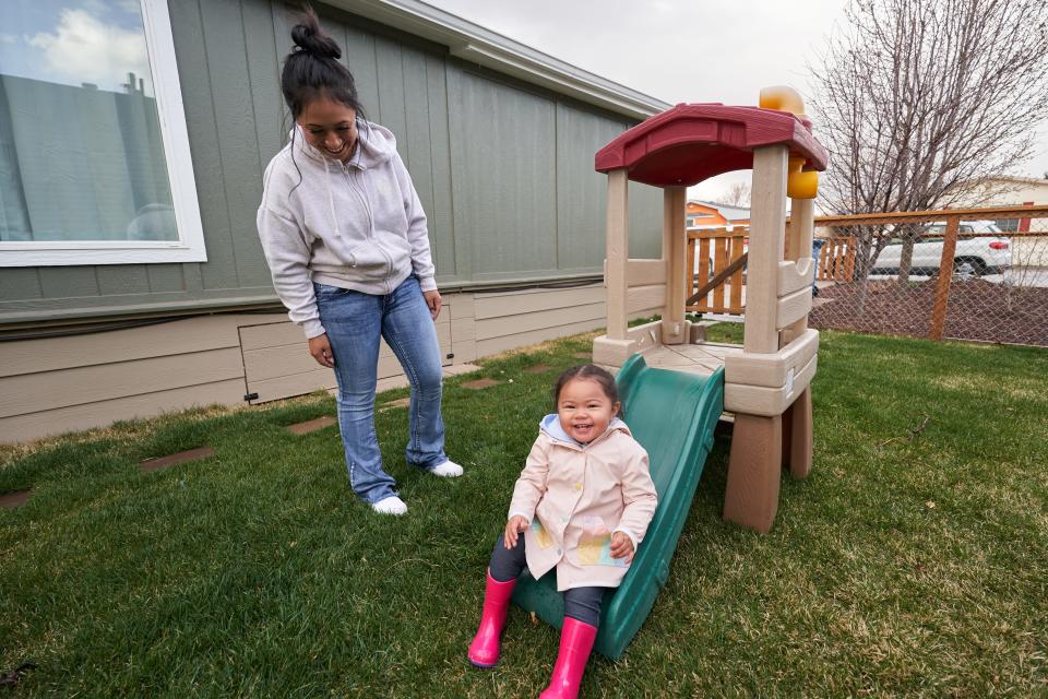 Belen Hernandez's daughter, Anya, plays on April 10.