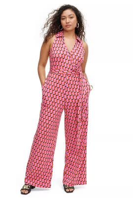 A collared wrap jumpsuit