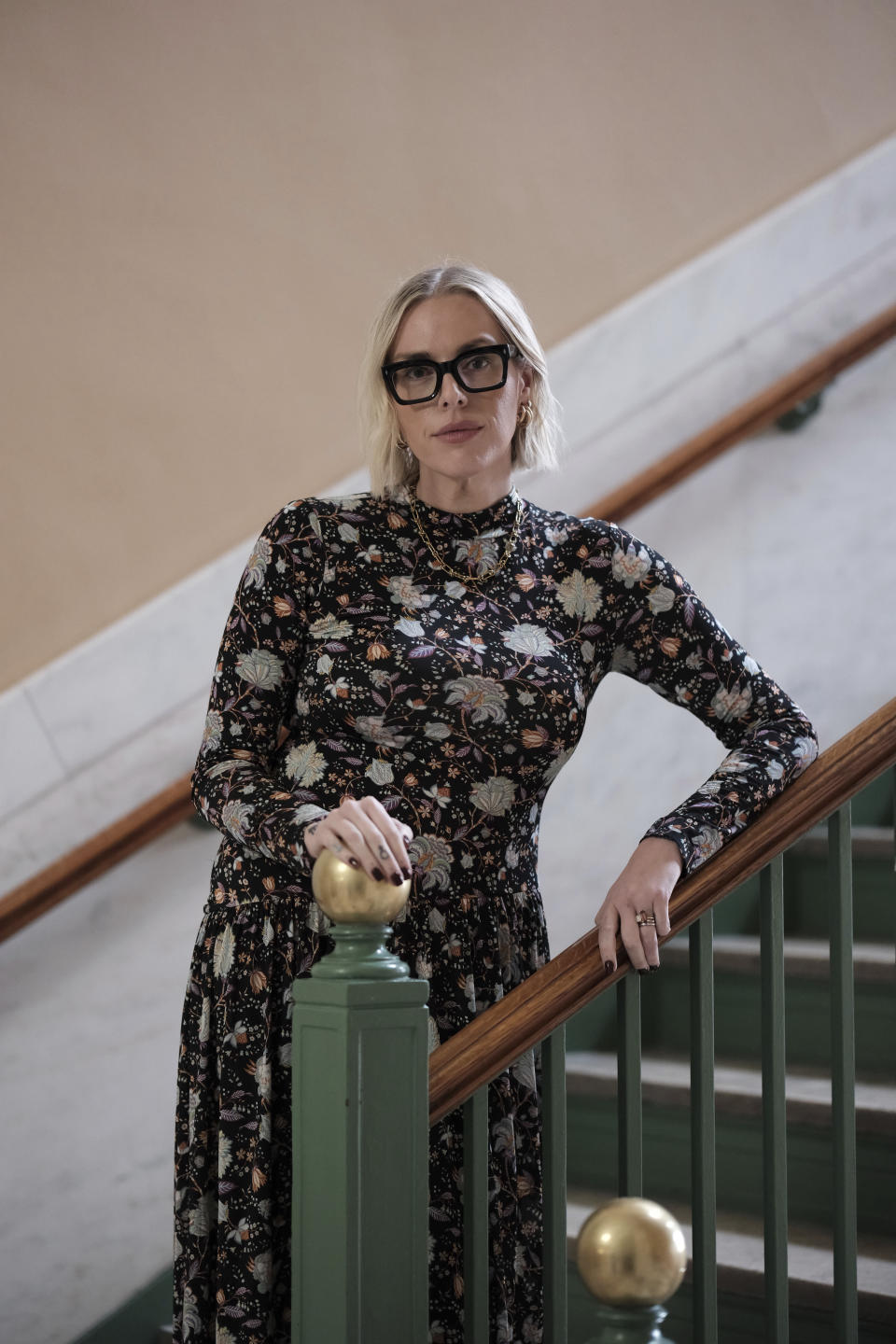 West Virginia state Rep. Kayla Young, D-Kanawha, poses at the Capitol in Charleston, W.Va., on Wednesday, Jan. 25, 2024. West Virginia has the least amount of female state legislators.(AP Photo/Chris Jackson)