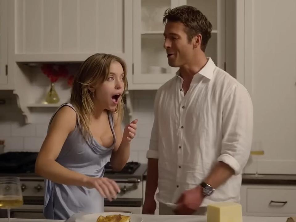 Sydney Sweeney and Glen Powell in "Anyone But You"