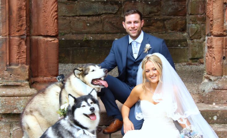 Emma-Leigh and Shane Matthews included their canine maid of honor and best man in "every part" of their wedding day.