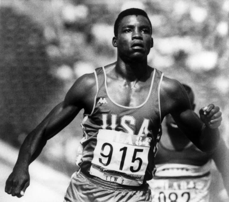 Carl Lewis at the 1984 Los Angeles Olympics where he won four gold medals (-)