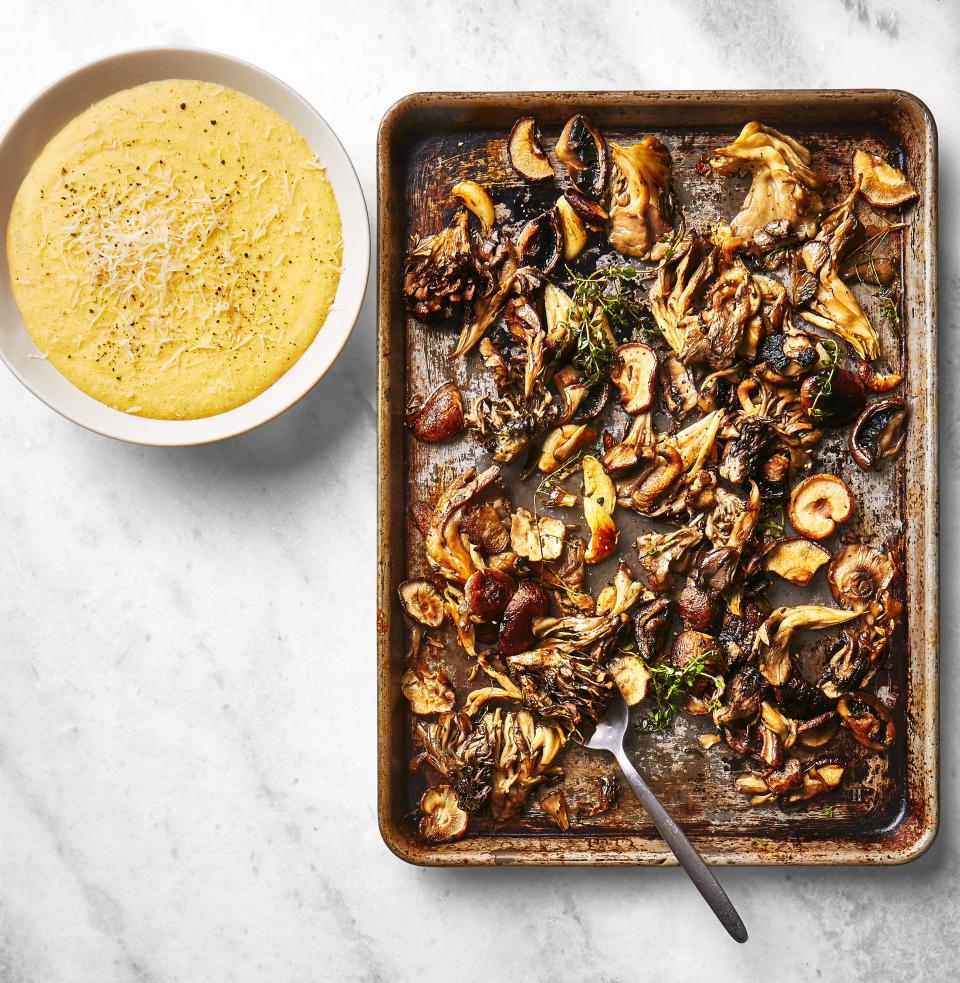 Crispy mushrooms are a great topper, but you could go with any roasted vegetable or protein you’re into.