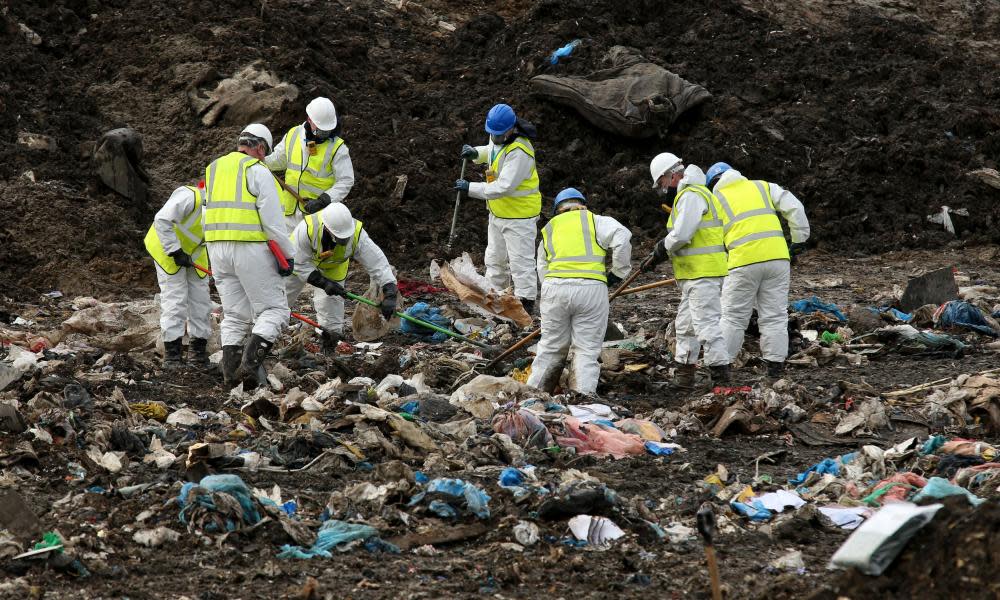 Police searching a landfill site in Milton in March