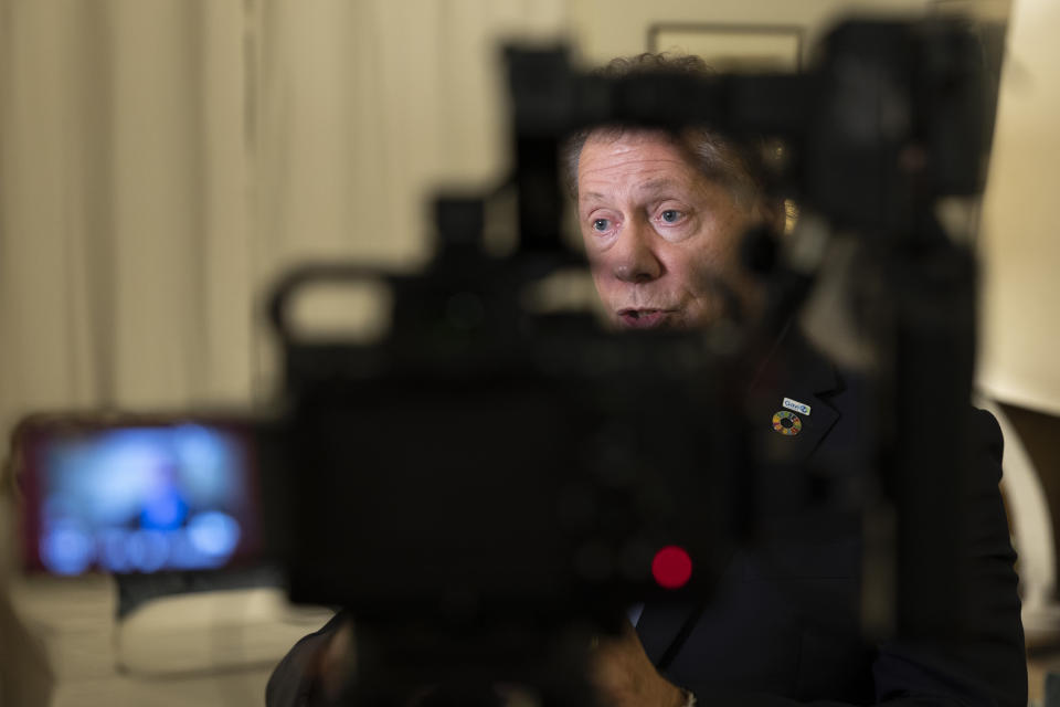 Dr. Seth Berkley, CEO of the vaccine alliance GAVI speaks to the Associated Press during an interview, in Chavannes-de-Bogis, Switzerland, Tuesday, Dec. 14, 2021. Berkley, the head of vaccine alliance Gavi, which is leading a U.N.-backed push to get COVID-19 vaccines to developing countries, said in the interview he's seen early signs that rich countries are beginning to withhold donations out of fears about the omicron variant, warning any new hoarding could lead to "Inequity 2.0." (Salvatore Di Nolfi, Keystone via AP)