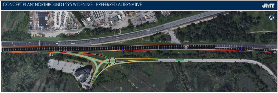 Conceptual plan of project to widen I-295 near the I-95 north split.