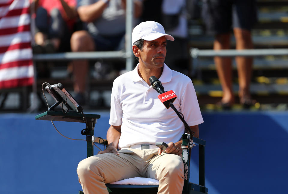 Umpire Carlos Ramos during the match REUTERS/Antonio Bronic