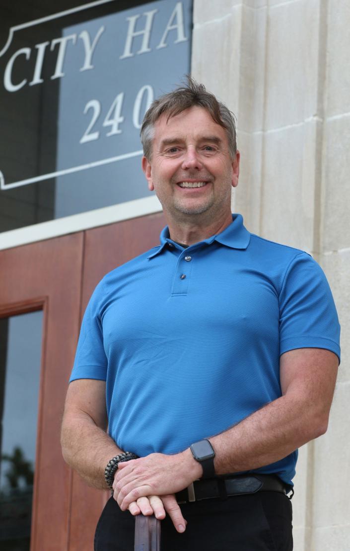 Gastonia Police Department Public Information Officer Rick Goodale poses outside City Hall Tuesday afternoon, August 17, 2021.
