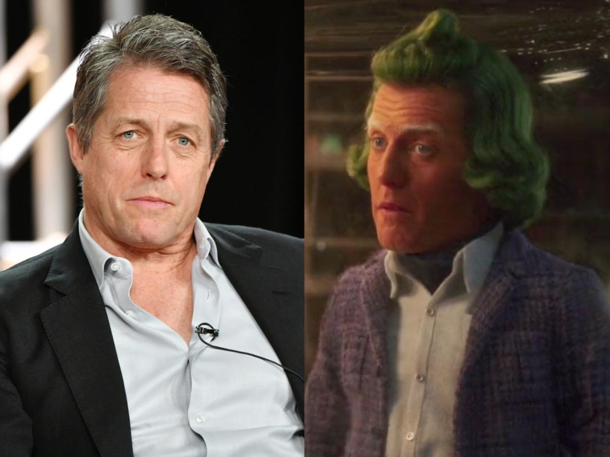 Hugh Grant discussed receiving a NSFW image of an Oompa Loompa image from 'Wonka' director Paul King.