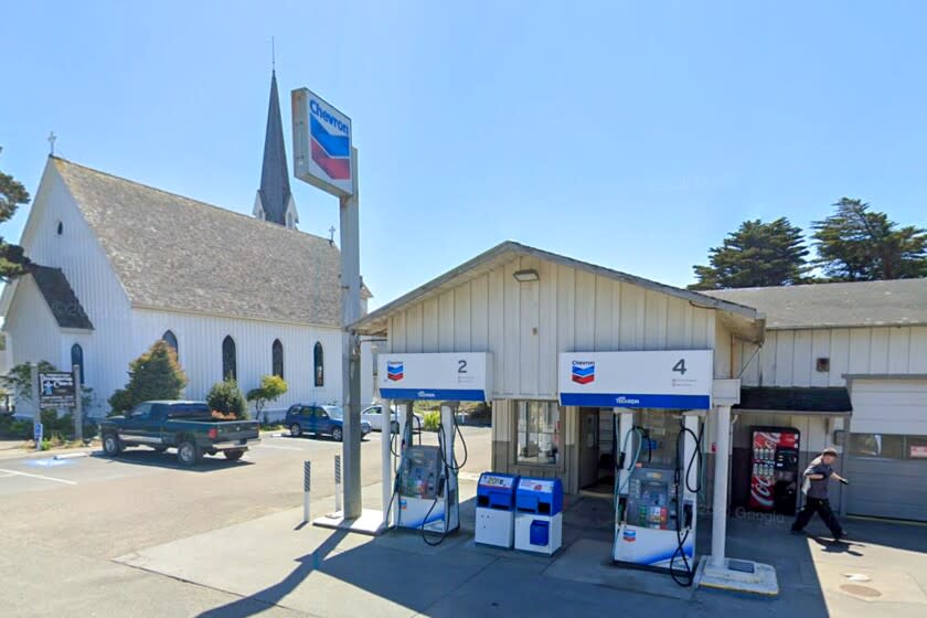 Prices at Schlafer's Auto Body & Repair in Mendocino sells gas for $9.60 per gallon.