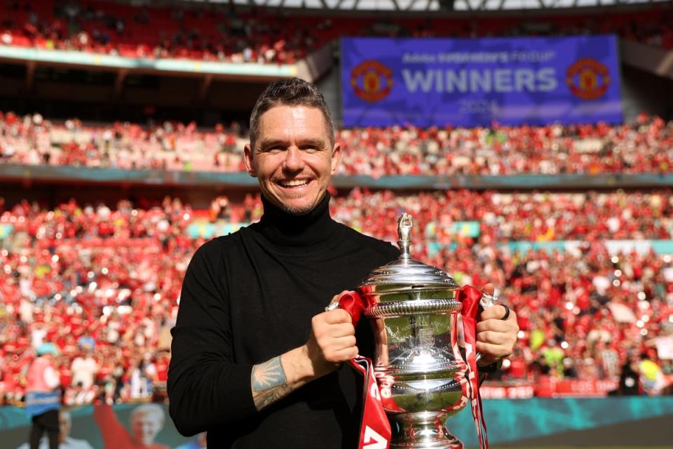 Marc Skinner led Man United to a thumping win in the Women’s FA Cup final (Manchester United via Getty Imag)