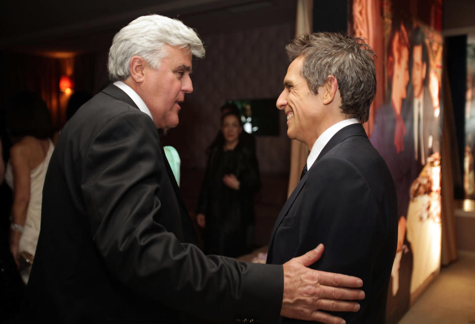 Roving photographers found Jay Leno and Ben Stiller joking with each other in the middle of the VF fete.