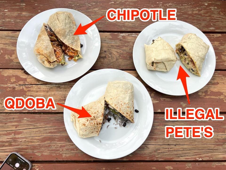 The three burritos from fast-food chains originating in Colorado.