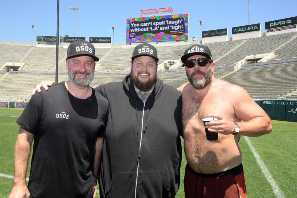PASADENA, CALIFORNIA - MAY 07: (L-R) Tom Segura, Jelly Roll, and Bert Kreischer attend Netflix is a Joke Fest: 2 Bears 5K at Rose Bowl Stadium on May 07, 2024 in Pasadena, California. (Photo by Charley Gallay/Getty Images for Netflix)<p>Charley Gallay/Getty Images</p>