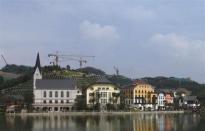 A general view of a replica of Austria's UNESCO heritage site, Hallstatt village, in China's southern city of Huizhou in Guangdong province, June 1, 2012.