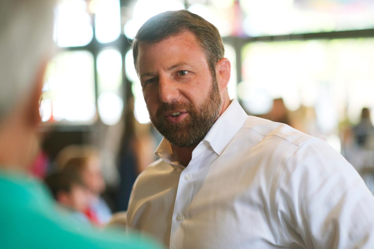 U.S. Senate candidate, Markwayne Mullin met supporters for lunch at Hideaway Pizza in Automobile Alley in Oklahoma City Tuesday, June 28, 2022.