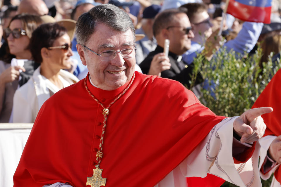 Cardinal-elect Christophe Louis Yves Georges Pierre arrives in St. Peter's Square at The Vatican for his elevation by Pope Francis, Saturday, Sept. 30, 2023. (AP Photo/Riccardo De Luca)