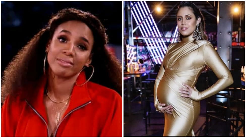 The Voice Australia coach Kelly Rowland pictured alongside contestant Rebecca Selley 