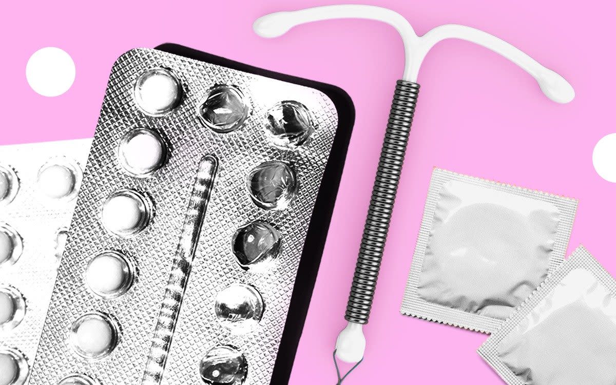 contraceptions on pink background