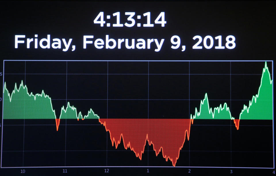 Una pantalla del New York Stock Exchange (NYSE) en Manhattan, New York, muestra los movimientos del mercado bursátil el pasado 9 de febrero. REUTERS/Andrew Kelly