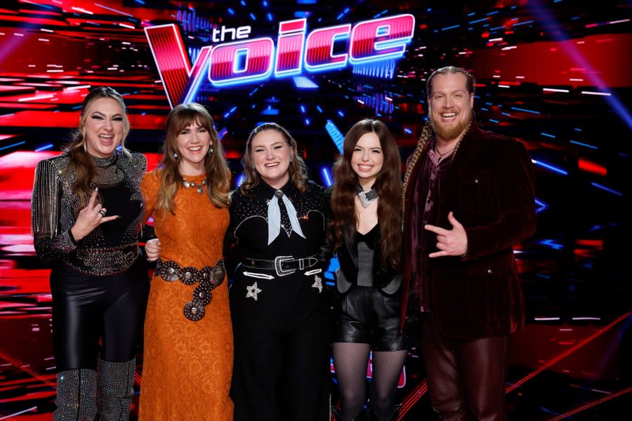 THE VOICE — ” Live Semi-Final Results” Episode 2421B — Pictured: (l-r) Jacquie Roar, Lila Forde, Ruby Leigh, Mara Justine, Huntley — (Photo by: Trae Patton/NBC)