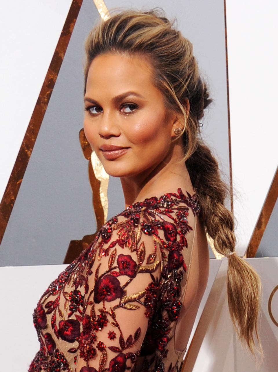 Chrissy Teigen's Low French Braid