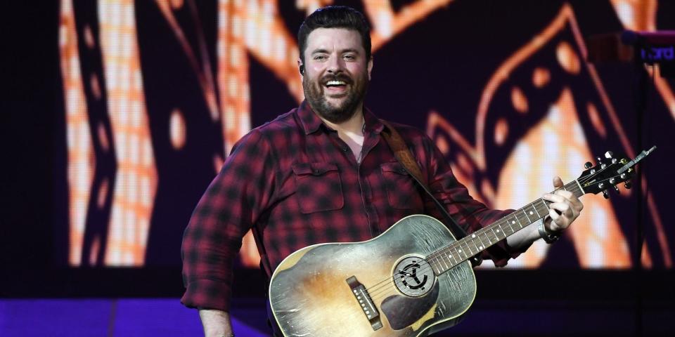 Singer/songwriter Chris Young performs during a stop of the Raised on Country World Tour 2019 at MGM Grand Garden Arena on August 17, 2019 in Las Vegas, Nevada.