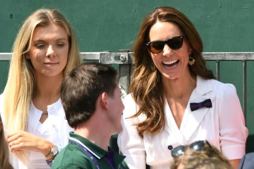 Britain's Catherine, Duchess of Cambridge paid a rare visit for a member of the Royal Family to Court 14 at Wimbledon