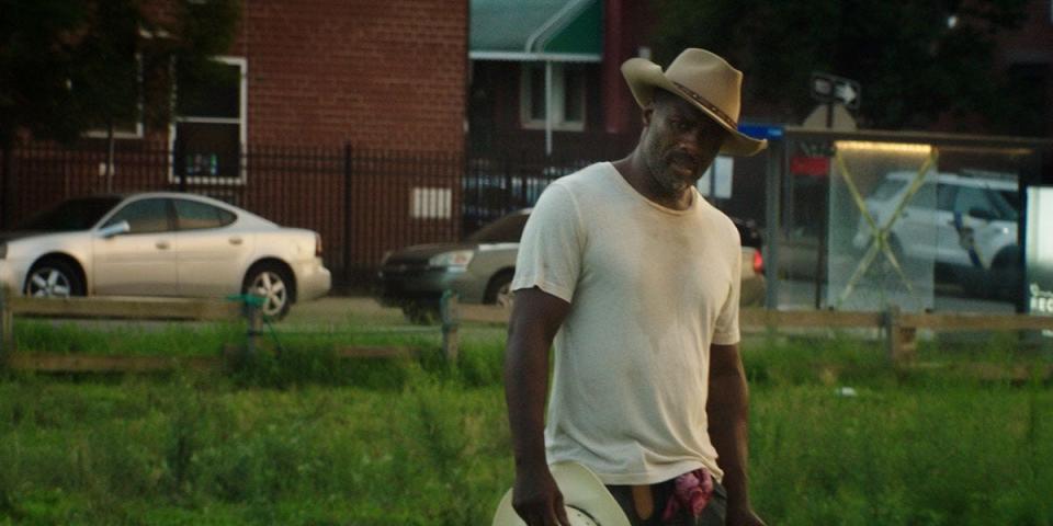 Idris Elba stars and is a producer on "Concrete Cowboy" and also had to learn to ride a horse, even though he's allergic.