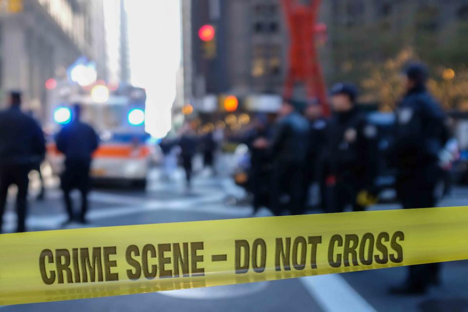 <p>Getty</p> A stock photo of police tape.