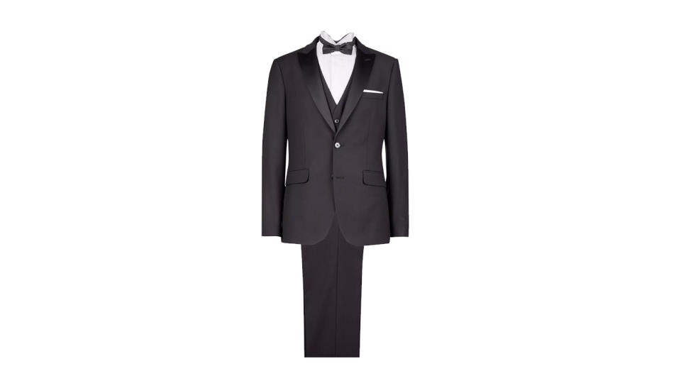 Two Piece Black Stretch Slim Fit Tuxedo Suit 